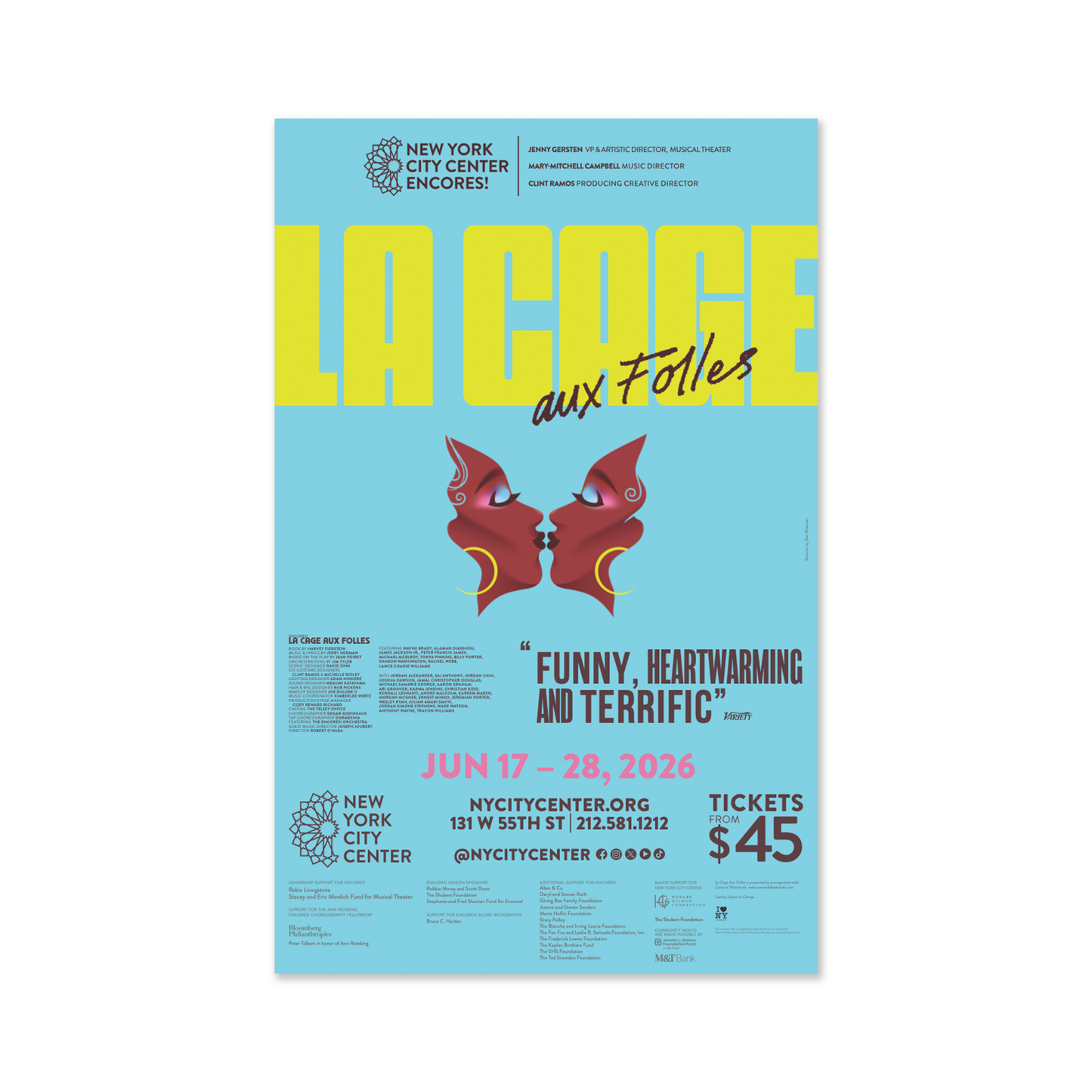 NEW YORK CITY CENTER LA CAGE AUX FOLLES Windowcard