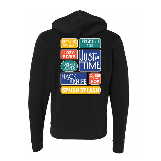 JUST IN TIME Song Titles Zip Hoodie