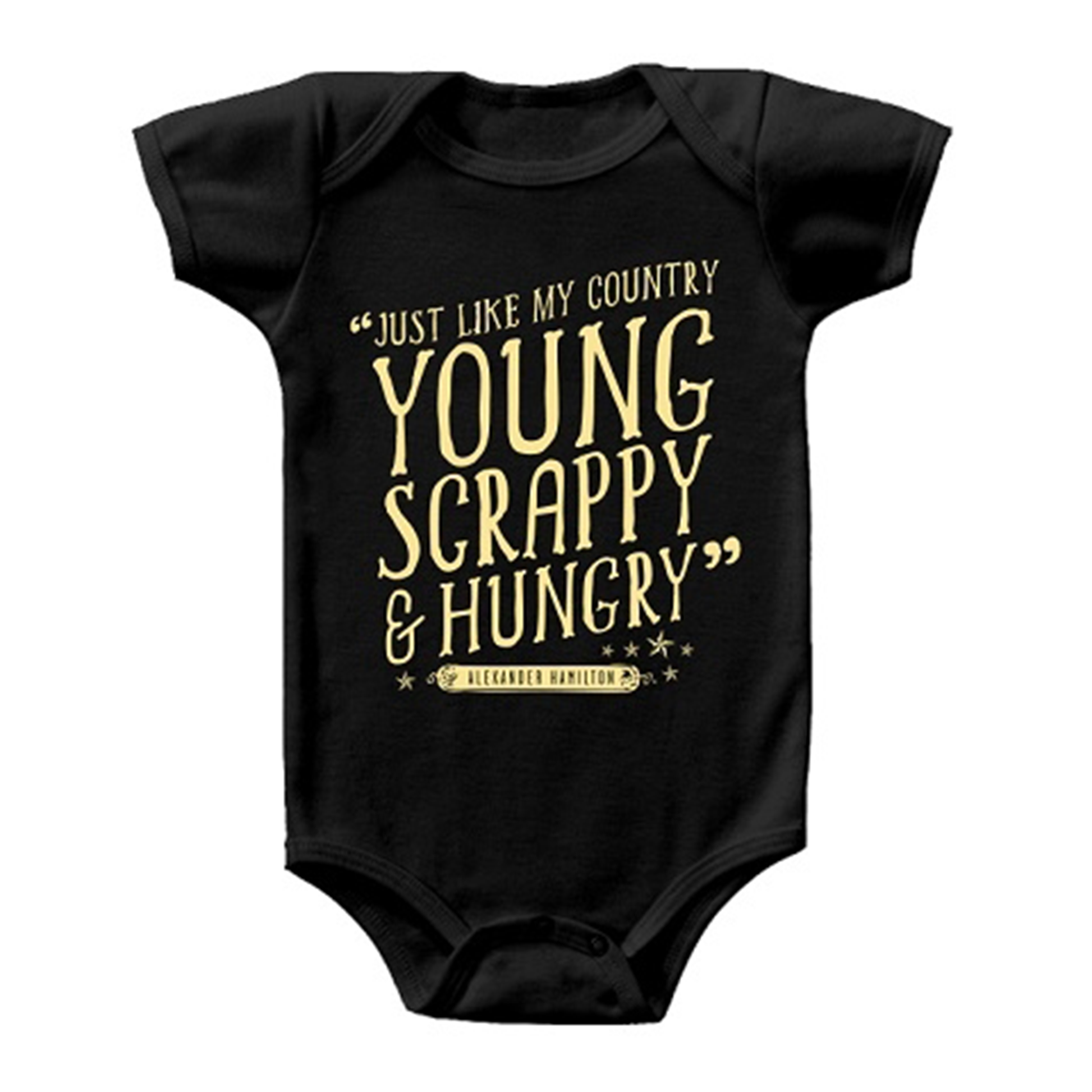 HAMILTON Young and Scrappy Onesie – Broadway Merchandise Shop by